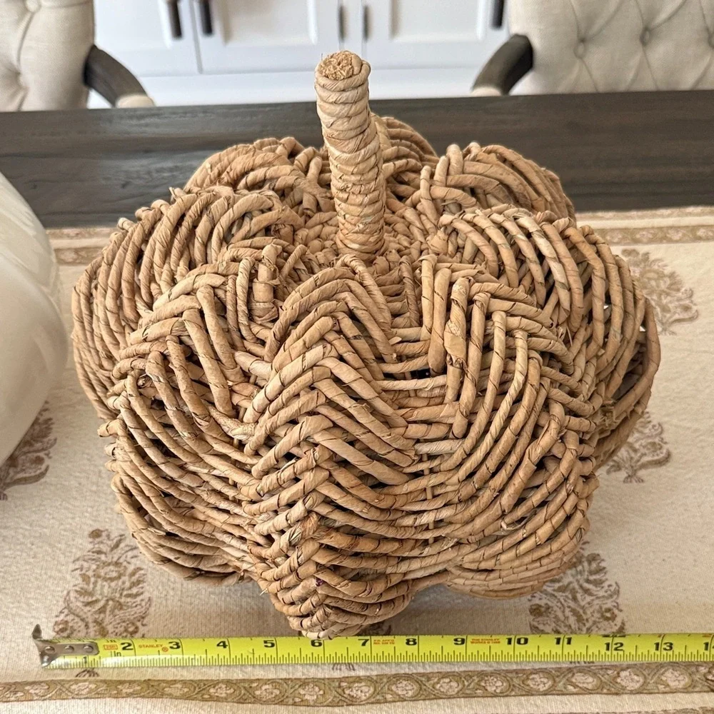Woven Rattan Tan Pumpkin Home Accent
